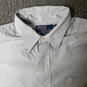 Polo Ralph Lauren Shirt Men Large Jerome Blue Grid Check Plaid Long Sleeve